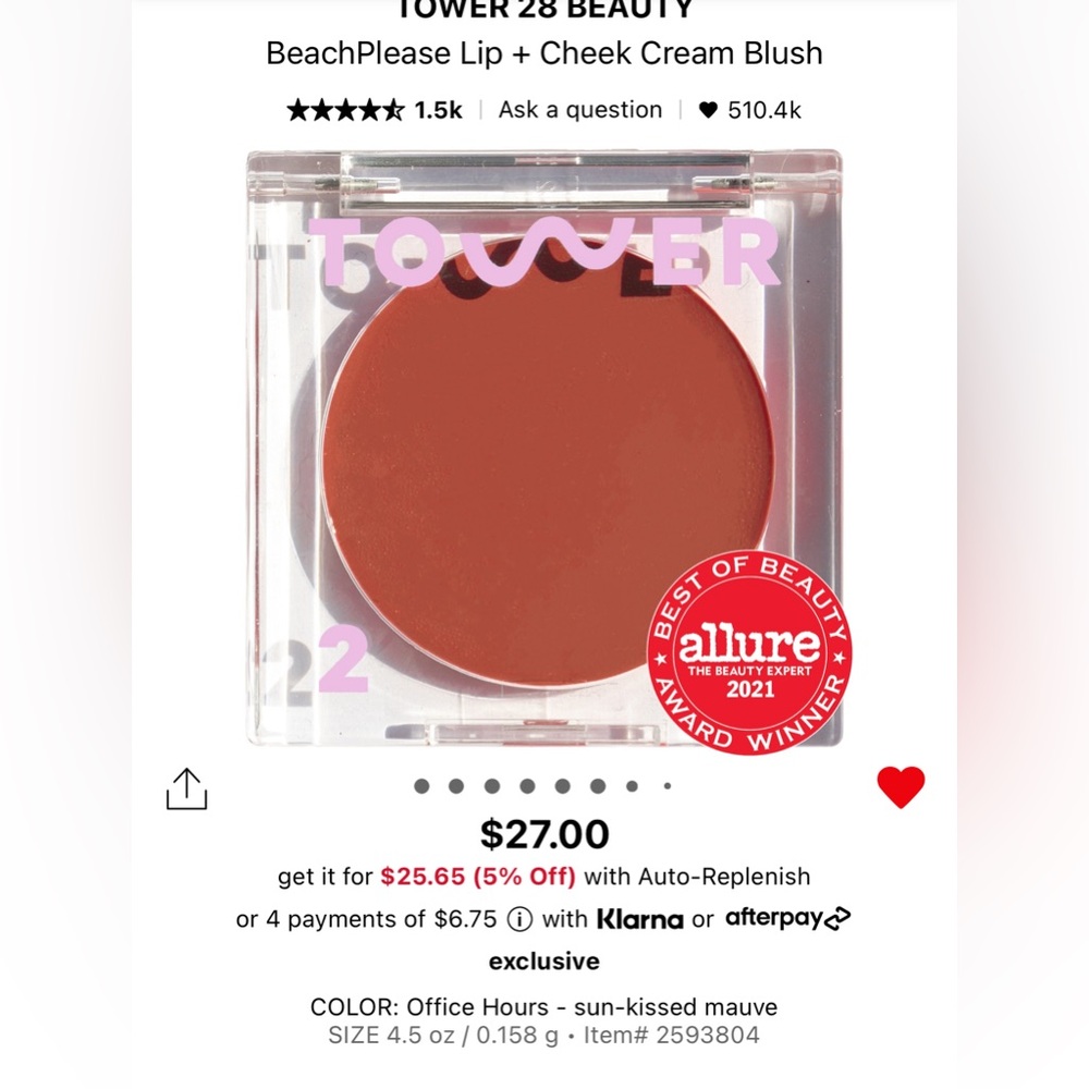 Tower 28 BeachPlease Lip + Cheek Cream Blush